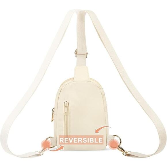 2 For $15  Khaki Sling Chest Bag  Zipper Adjustable Strap Fashion Sling Pack - Picture 6 of 7